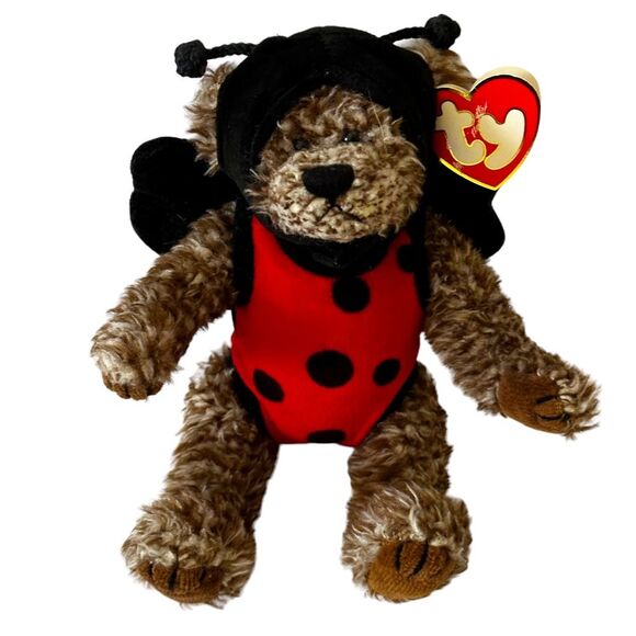 Ty Bugsy Bear in a Ladybug Costume Plush Stuffed Animal Jointed - Picture 1 of 11